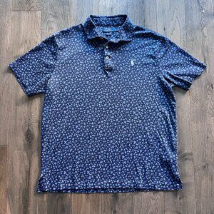 Polo Ralph Lauren Floral Print Polo Shirt Navy Blue Classic Fit Size L